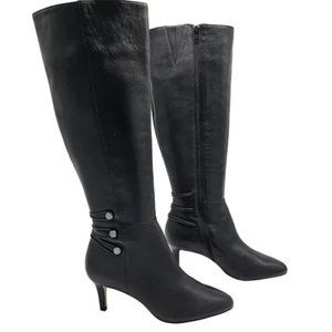 WIDE CALF Black Leather Boots